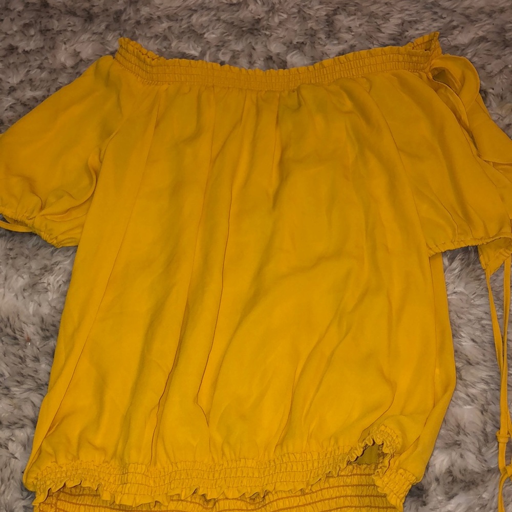 Off the shoulder yellow top